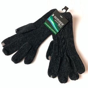 Totes Isotoner w/ SmartTouch Technology Black Velour Gloves One Size NWT
